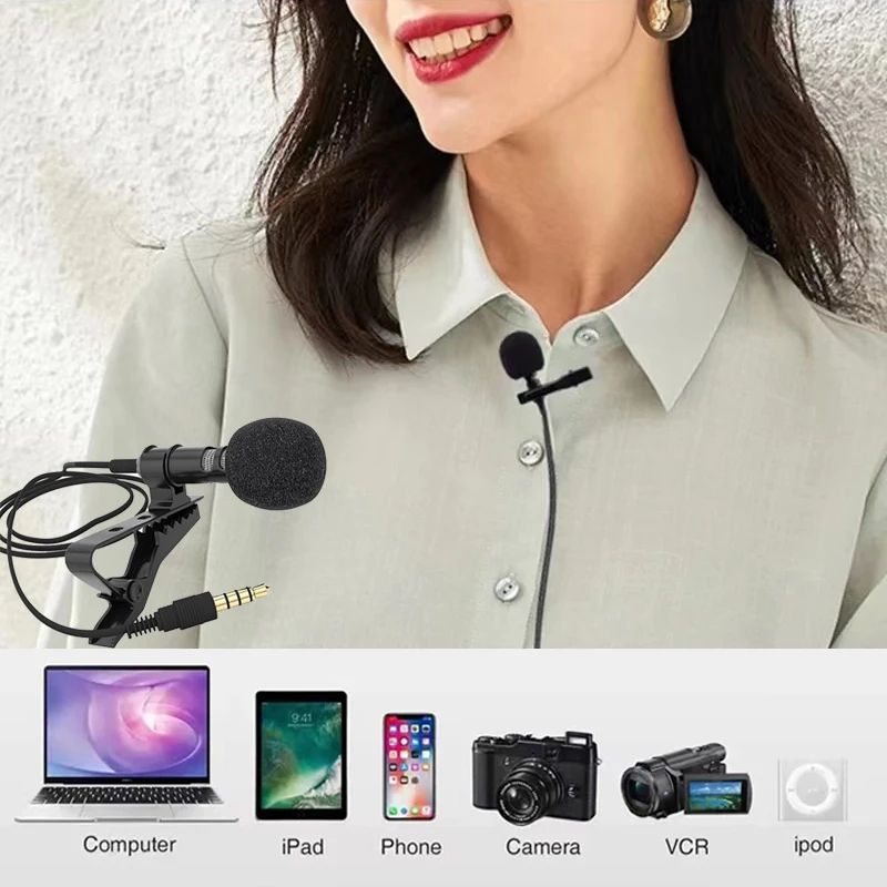 Lavalier Microphone Mini Portable Small Microphone Live Mobile Phone Computer Recording Noise Reduction Lavalier Microphone