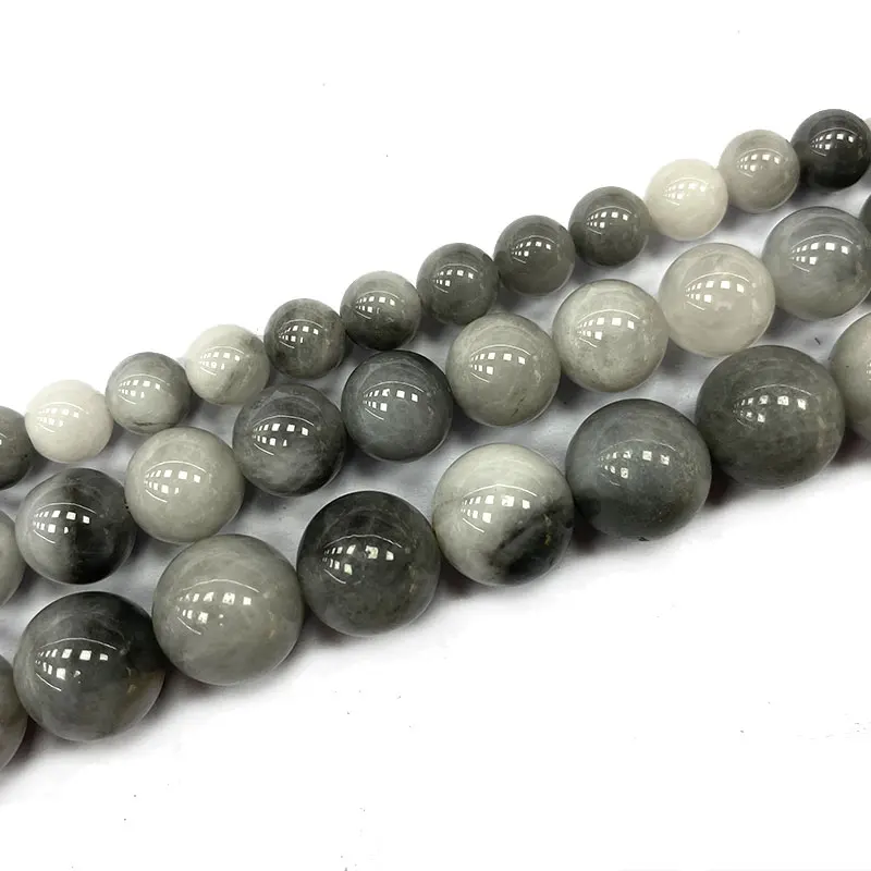 

Fine Round Natural Gemstone Beads Grey White Hawks Eye For Jewelry Making DIY Women's Bracelet Necklace Charms 6/8/10MM 15''