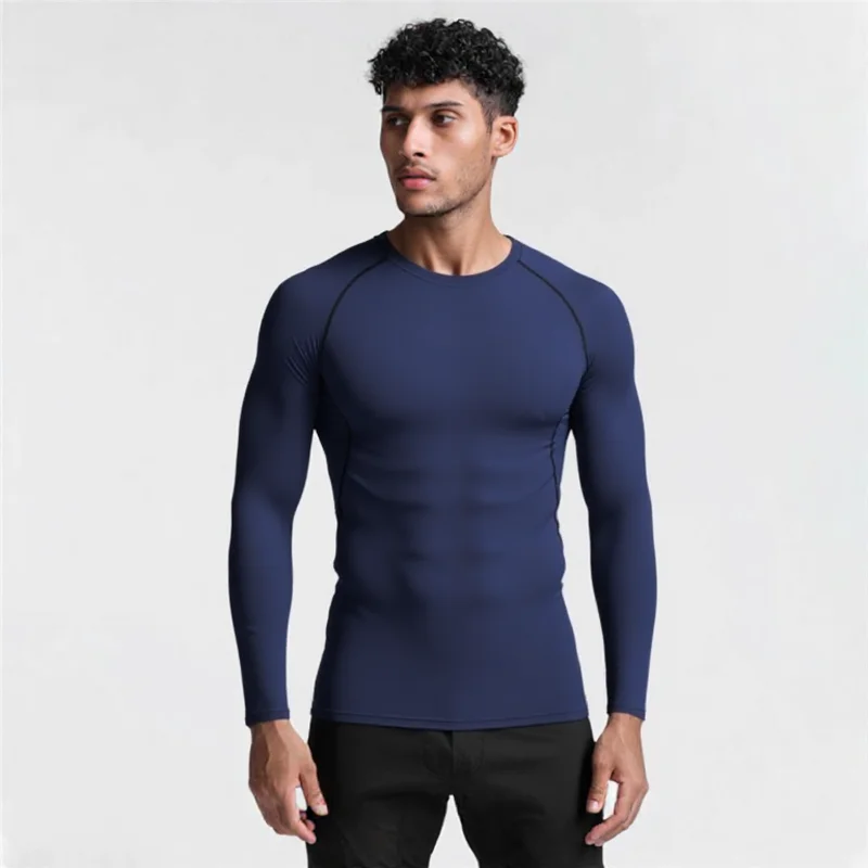 

Компрессионная футболка с длинным рукавом, мужская эластичная тренировочная футболка, колготки для тренировок в тренажерном зале, фитнесе, спортивный трикотаж, спортивная рубашка для бега, мужская
