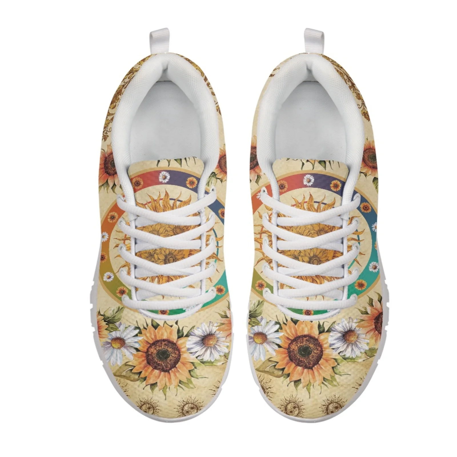 Coloranimal Sunflower Mandala New Design Sports Trainers Women Tennis Shoes Lace Up Running Shoes for Womens