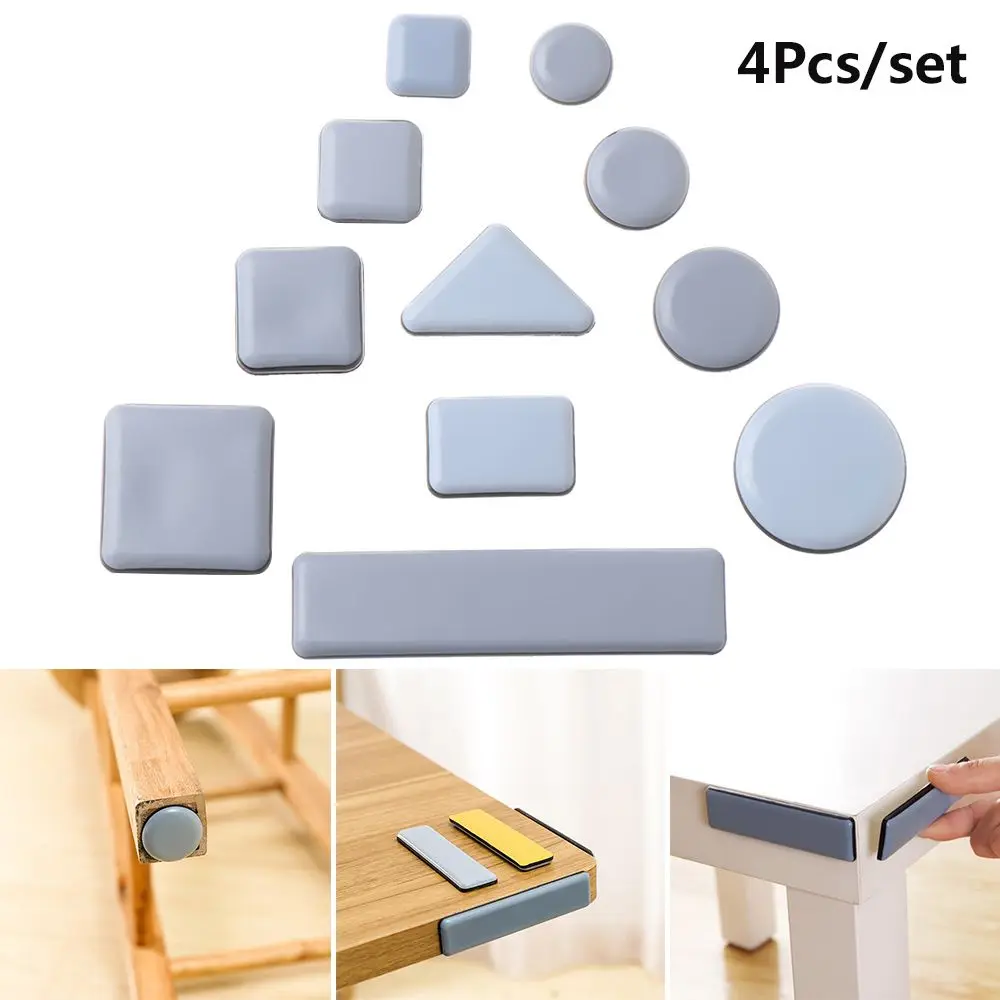 4pcs Soft Thickening Bumper Table Sofa Self-Adhesive Easy Move Floor Protector Slip Mat Furniture Leg Slider Pads Anti Noisy