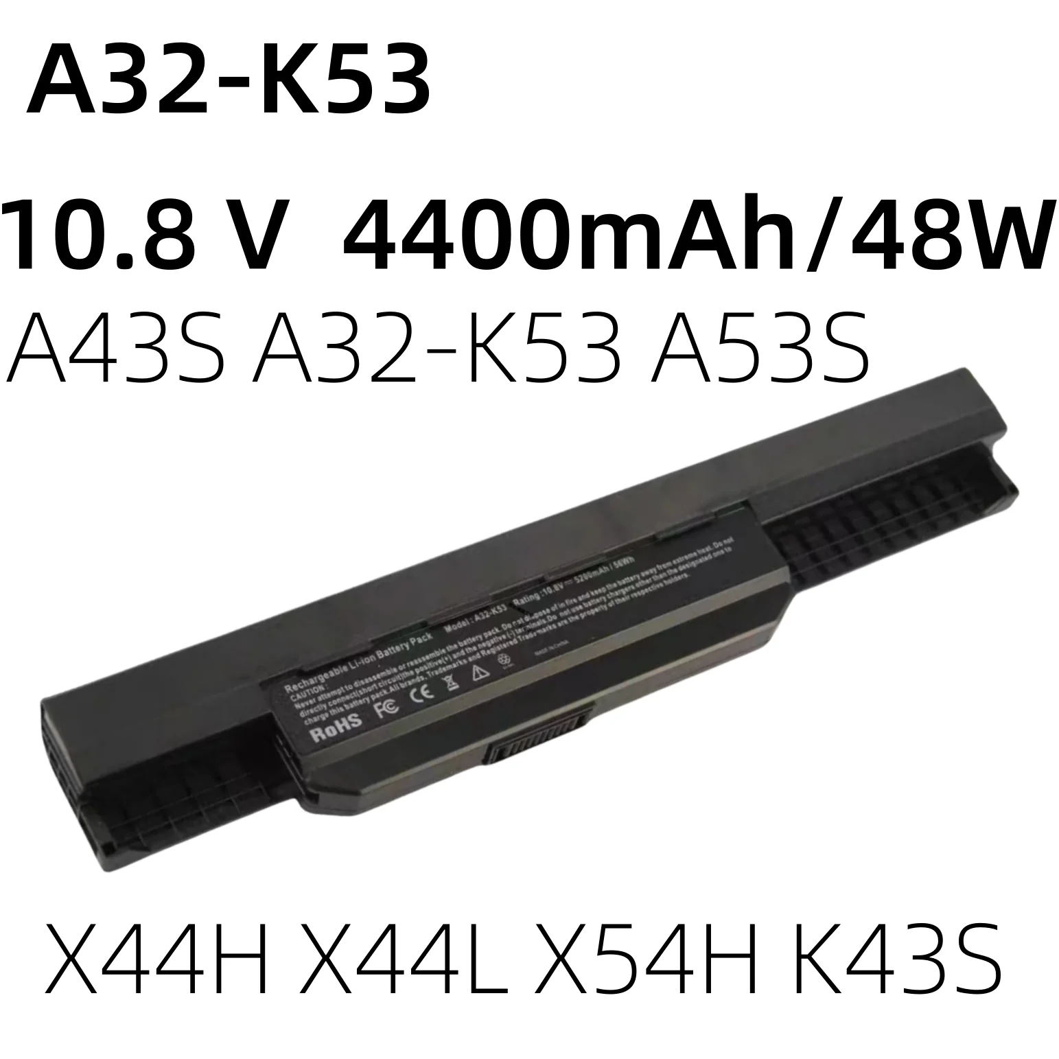 for Asus Laptop Battery A31-K53 A32-K53 A32-K53S A41-K53 A42-K53 10.8 4400mAh Replacement