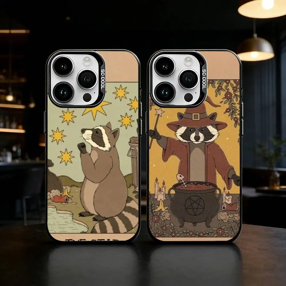 

Raccoon Tarot Art Phone Case Color Silver Shell For IPhone 17 16 15 14 13 12 11 Pro Max Plus