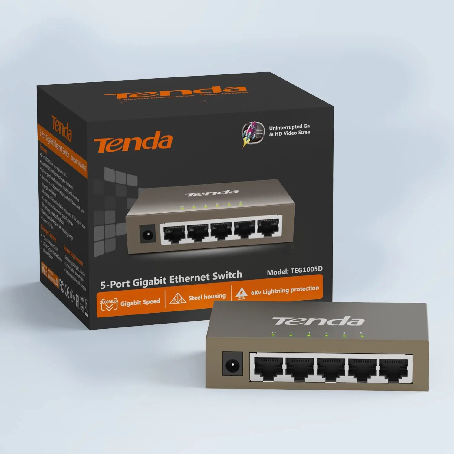 Tenda 5Port Full Gigabit switch 1000mbps smart Network Ethernet Desktop Switcher Fast Ethernet Network For surveillance Camera