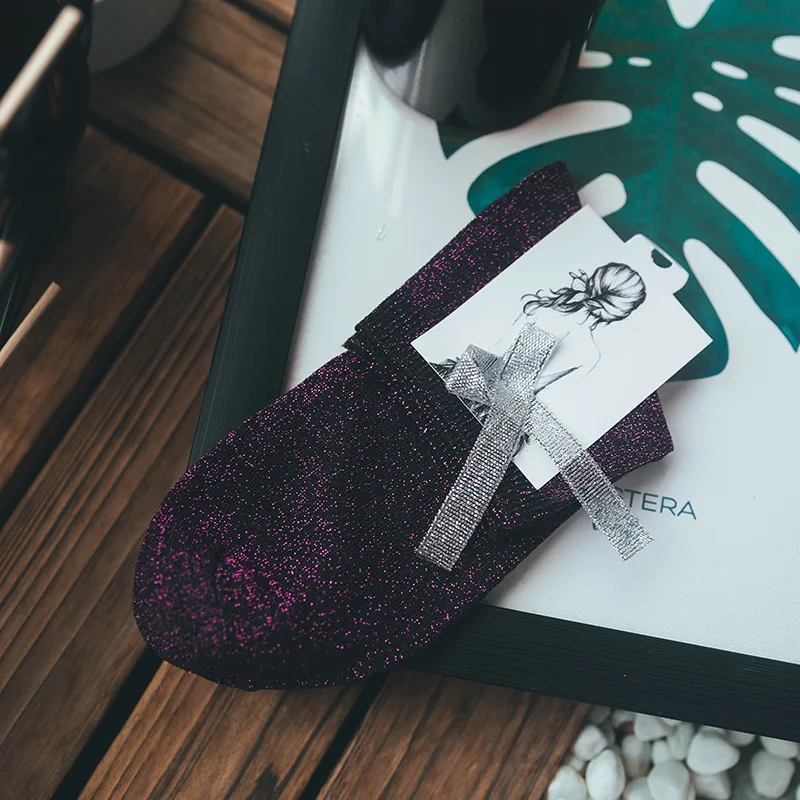 

Sports Fuzzy Athletic Crew Spring Summer Sock Women Pile Version Gold Silver Thread Solid Breathable sweat-absorbing B7W205