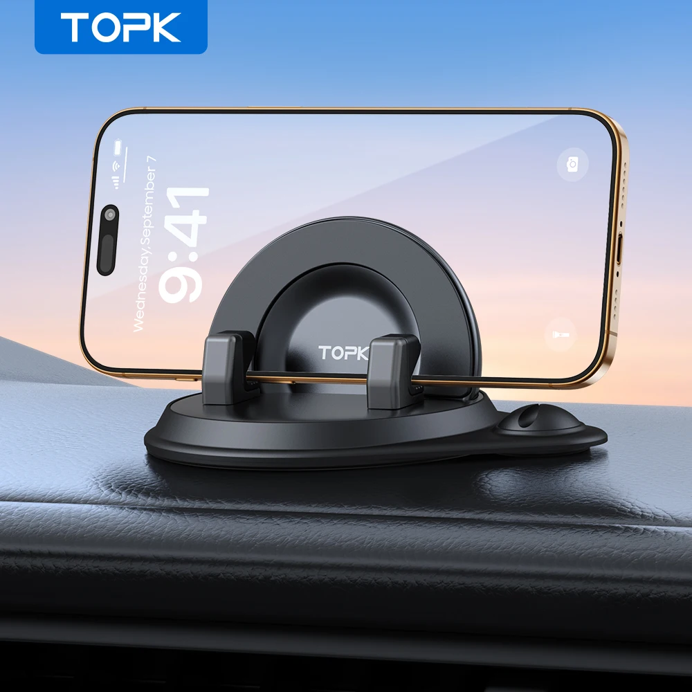 

TOPK Universal Car Phone Holder Mount Dashboard Suction Cup Stand for Mobile Navigation Multi Scene Use in Vehicle and Home
