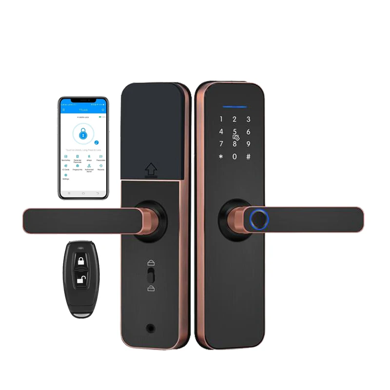 airbnb biometric keyless wooden price mortise electronic security hotel tuya digital fingerprint smart door gate handle lock