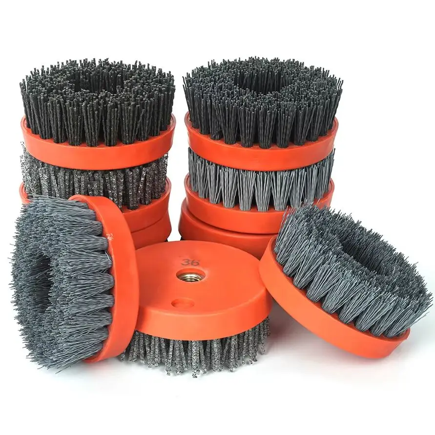 4 inch 110mm Round Abrasive Silicon Carbide Antique Brush For Grinding Quartz Marble And Granite Stone Surface Polishing Tool