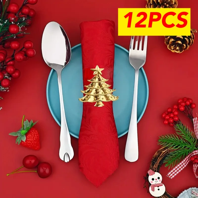 Party Supplies Metal Green Tree Napkin Buckle Circle Portable Christmas Tree Napkin Ring Creative Personalized Tissue Ring Home