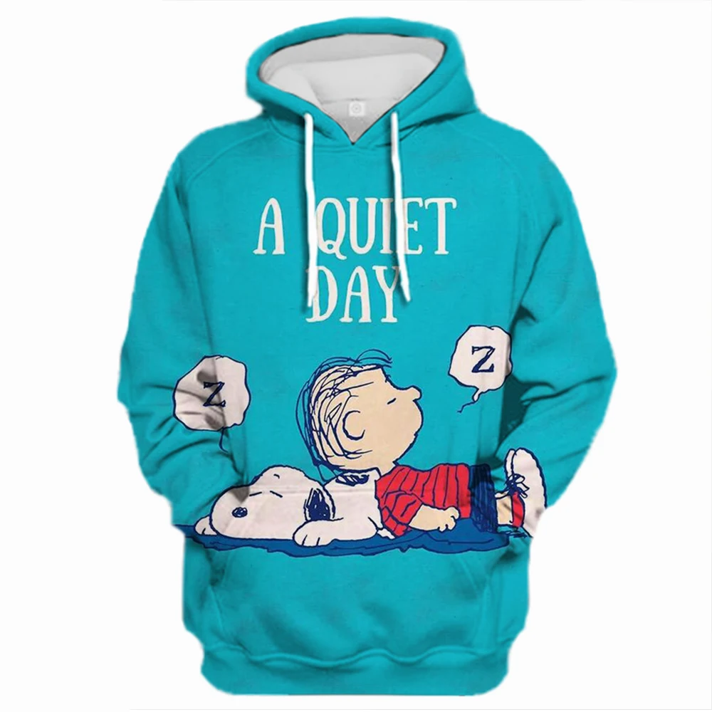 Snoopy Kawaii Cartoon Print Hoodie for Women Soft Casual Loose Sportwear Female Sweatshirt Warm Fleece Ladies Clothes 2024