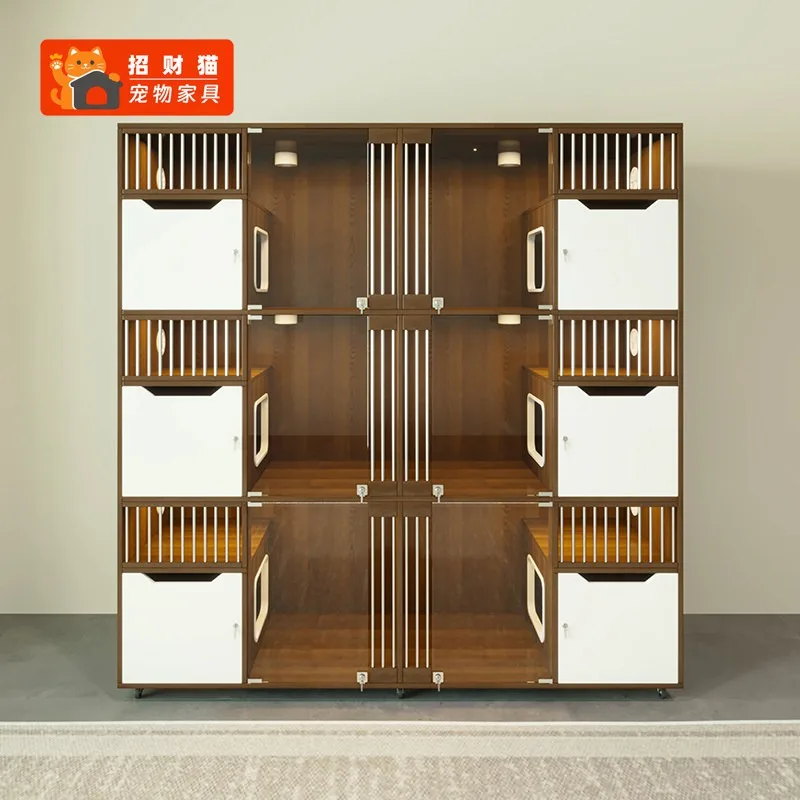 Pet cabinet custom cat cage, solid wood cat cabinet, boarding cat villa display cabinet, breeding cage, three-story pet store