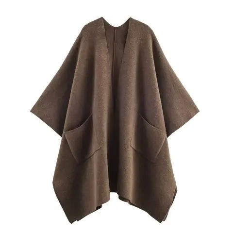 Elegant Lady Tippet Knitted Cape Winter Women Cloak Coat Camping Vocation Warm Clothing Loose Tops Streetwear Wraps Ponchos