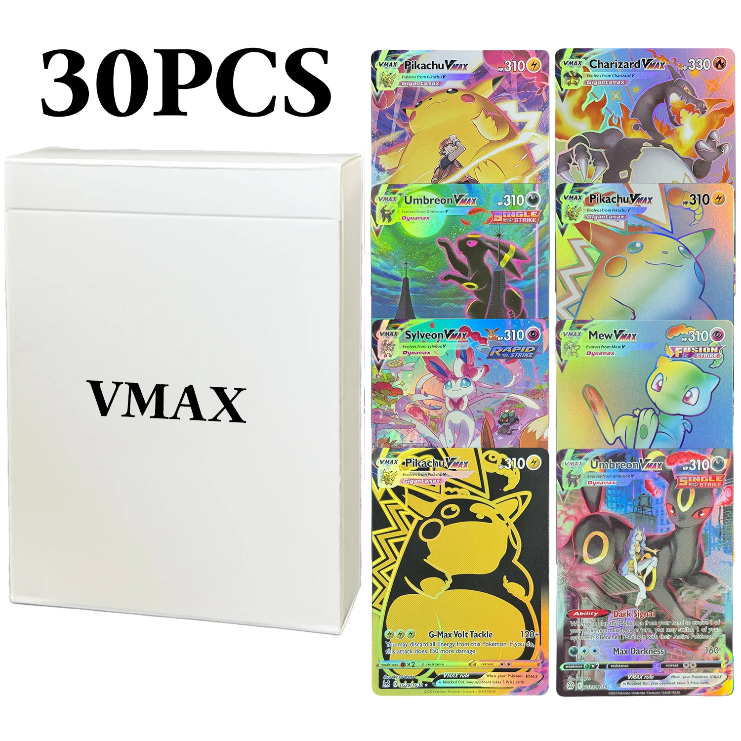

PTCG VAMX Cards Board Game Cards PKM Proxy Pikachu Umbreon Blastoise Sylveon Mew Charizard Flareon PKM Trading Cards Toy Gifts