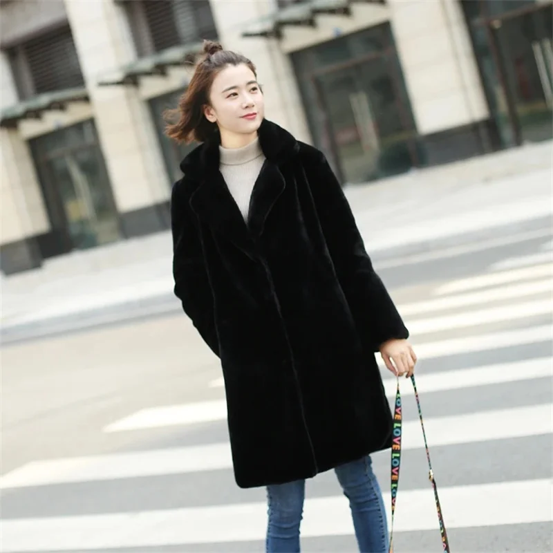 2026 Autumn/Winter New Imitation Fur Medium Long Coat Korean Edition Fashion Lmitation Mink Fleece Thickened Warm Fur Coats