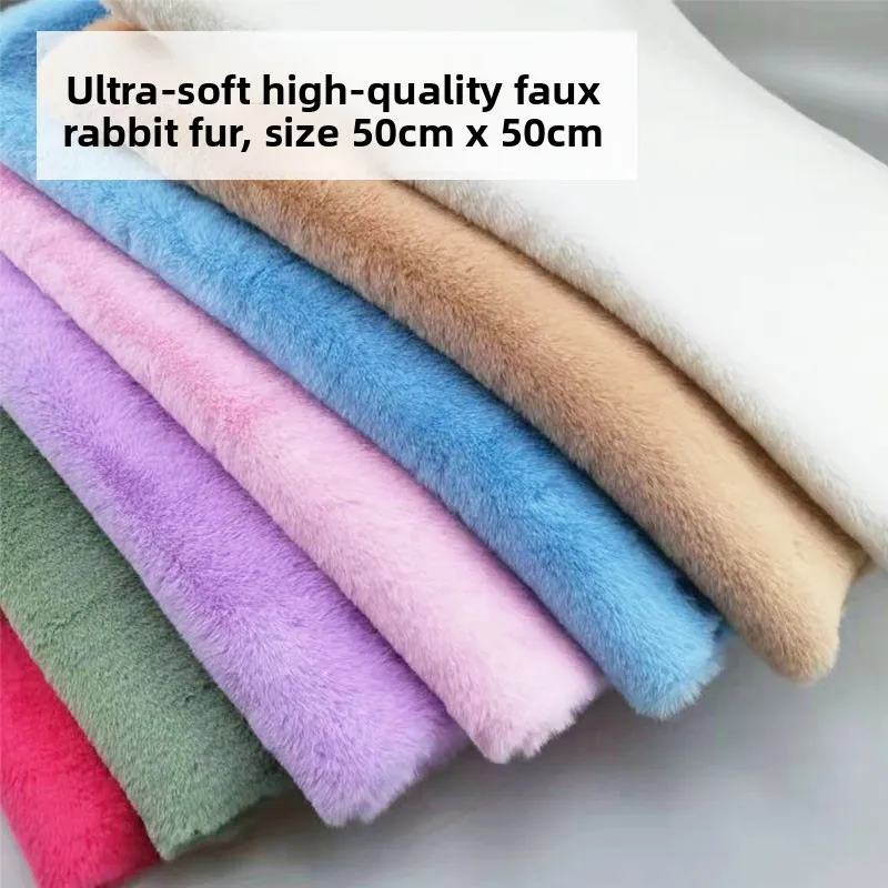 Short Plush Fabric for DIY Handmade Rabbit Doll Scarf Counter Stuffed Toy Cotton Velvet Material Encryption Pattern Home Fabric