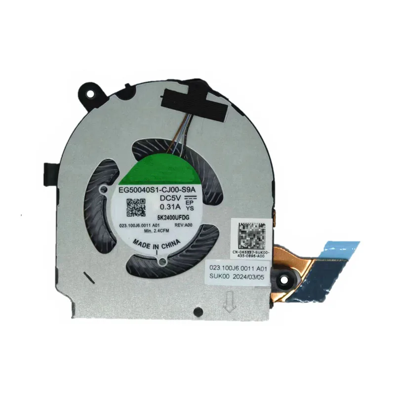 New Laptop CPU Cooling Fan For Dell Latitude 13 5310 2-in-1 Cooler NS65C11-19H08 EG50040S1-CJ00-S9A 023.100J6.0001 0011 0K6X87