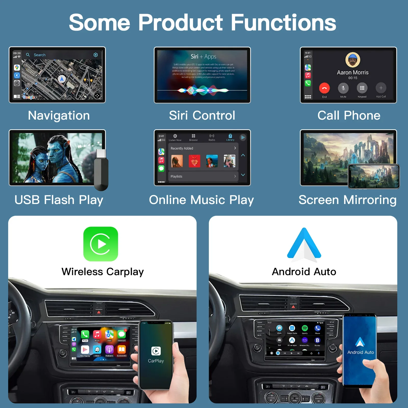 Wireless CarPlay Android Auto Module for VW Golf 7 7.5 Passat B8 Polo Tiguan Skoda Octavia MIB1 MIB2 Camera Mirror Link