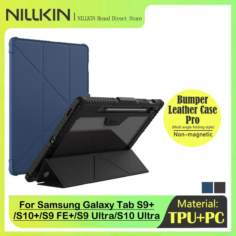 NILLKIN Case For Samsung Galaxy Tab S9+/S10+/S9 FE+/S9 Ultra/S10 Ultra, Camera Privacy Cover, 3-Angle Stand, Auto Wake/Sleep