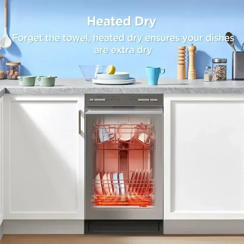 DD2Midea MDF18A1AST Встроенная посудомоечная машина с 8 настройками, 6 программами стирки, ванной из нержавеющей стали, сухой с подогревом, энергетической звездой