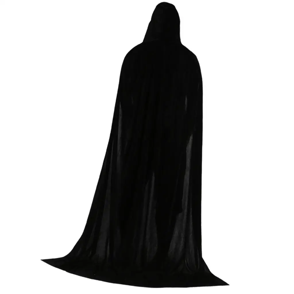 Gothic Velvet Maxi Cloak with Hood for Halloween Party Women Vampire Wizard Unisex Costume Cape Plus Size