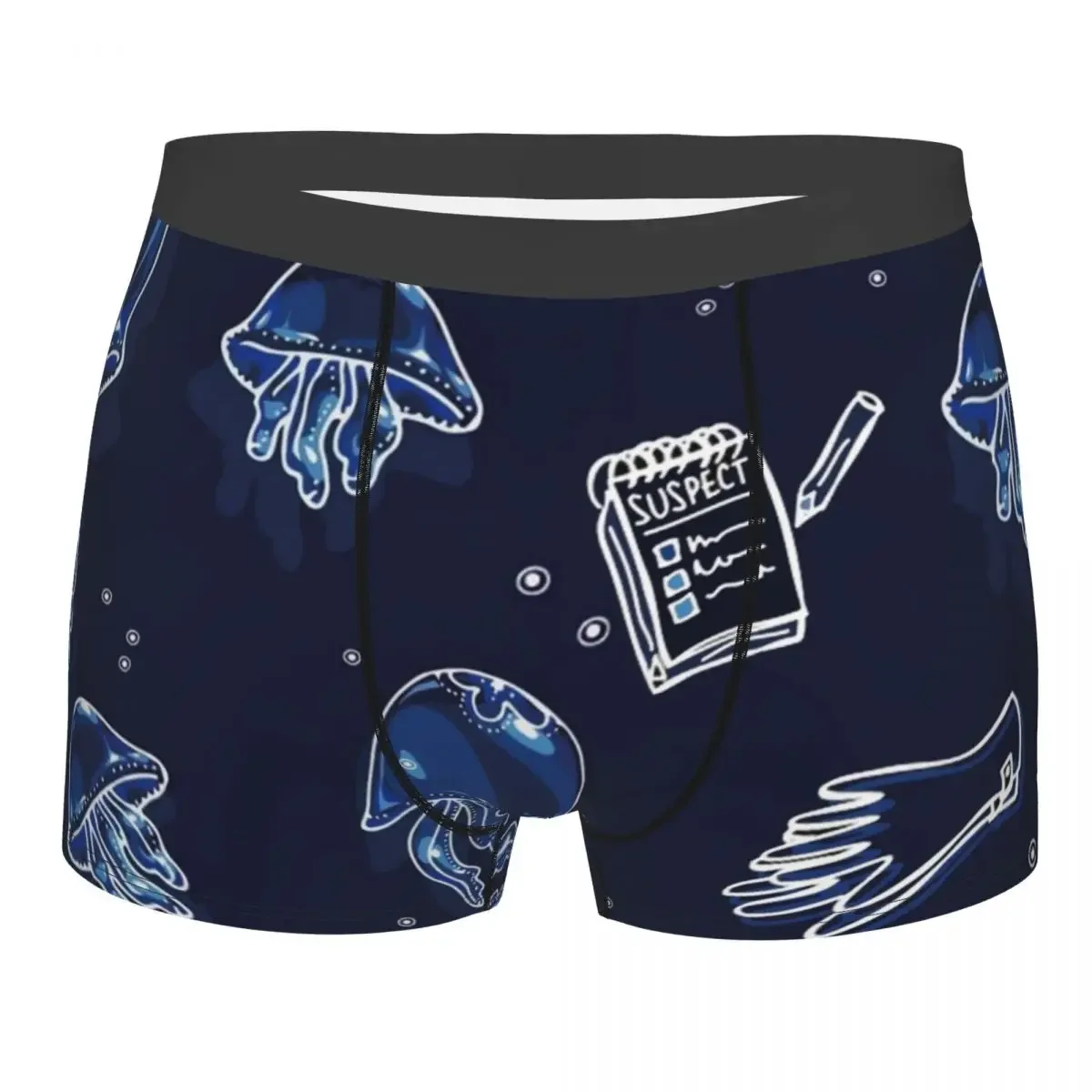 Jellyfish Fantasy Blue Men Boxer Briefs Pattern Texture Painting Highly Breathable Underpants Print Shorts Birthday Gifts