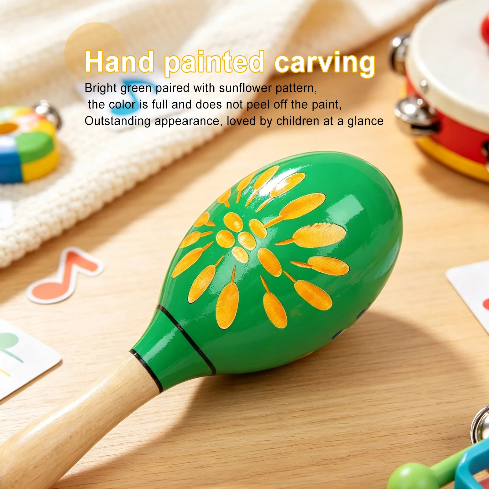 J213 Wooden Floral‑Pattern Sha - Musical Instrument I Play 评论和价格