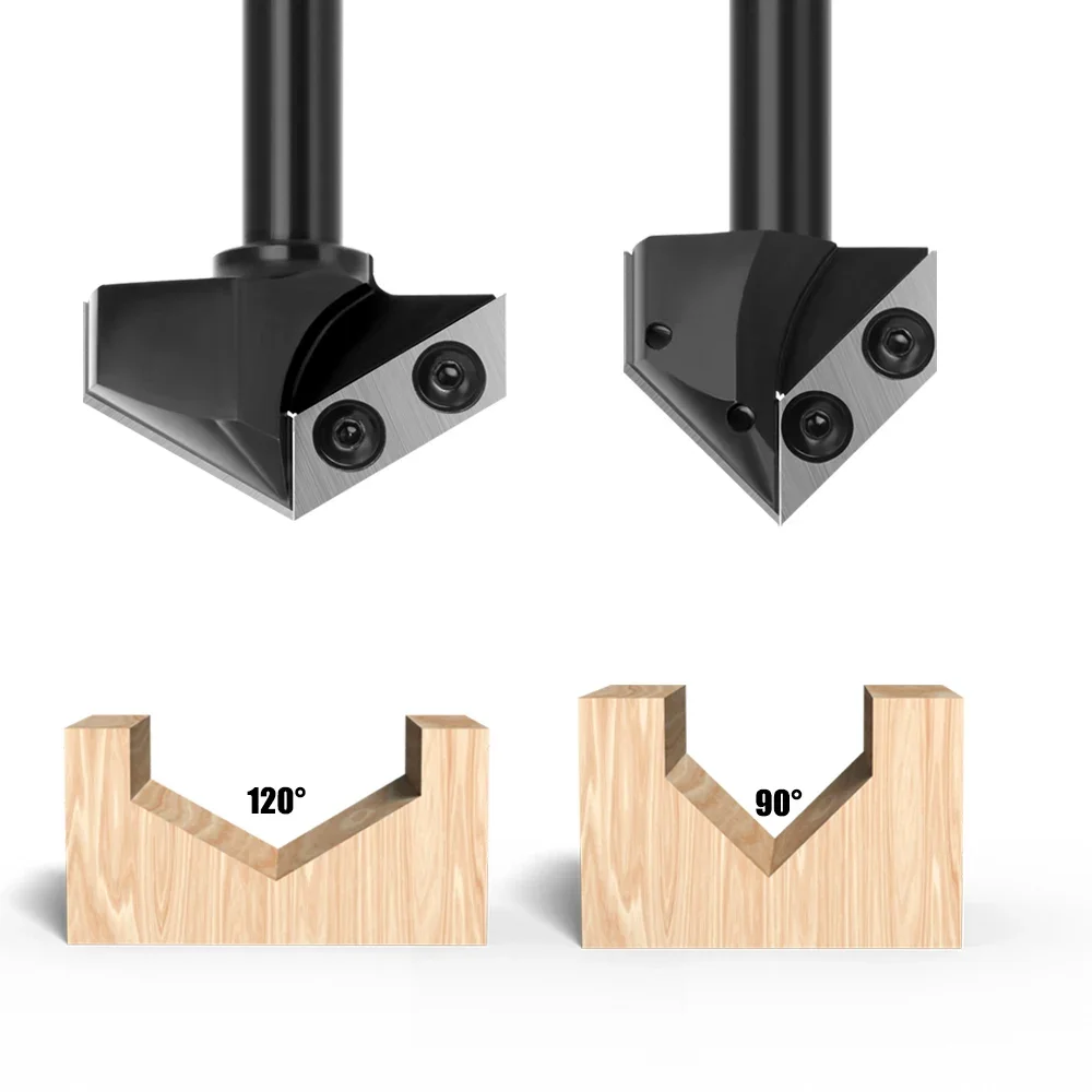 Imagem -06 - Aurwof-v-shaped Fresa Gravação Router Bit Moinho Final para Entalho de Madeira 90 Graus 120 Graus 12.7 mm X13g 1pc