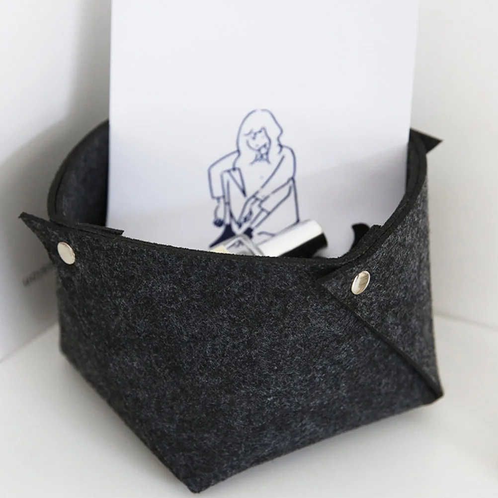 

Felt Storage Basket Night Grey Desktop Organizer Stationery Pen Holder Makeup Holder for Shelf Desk Room Organizer