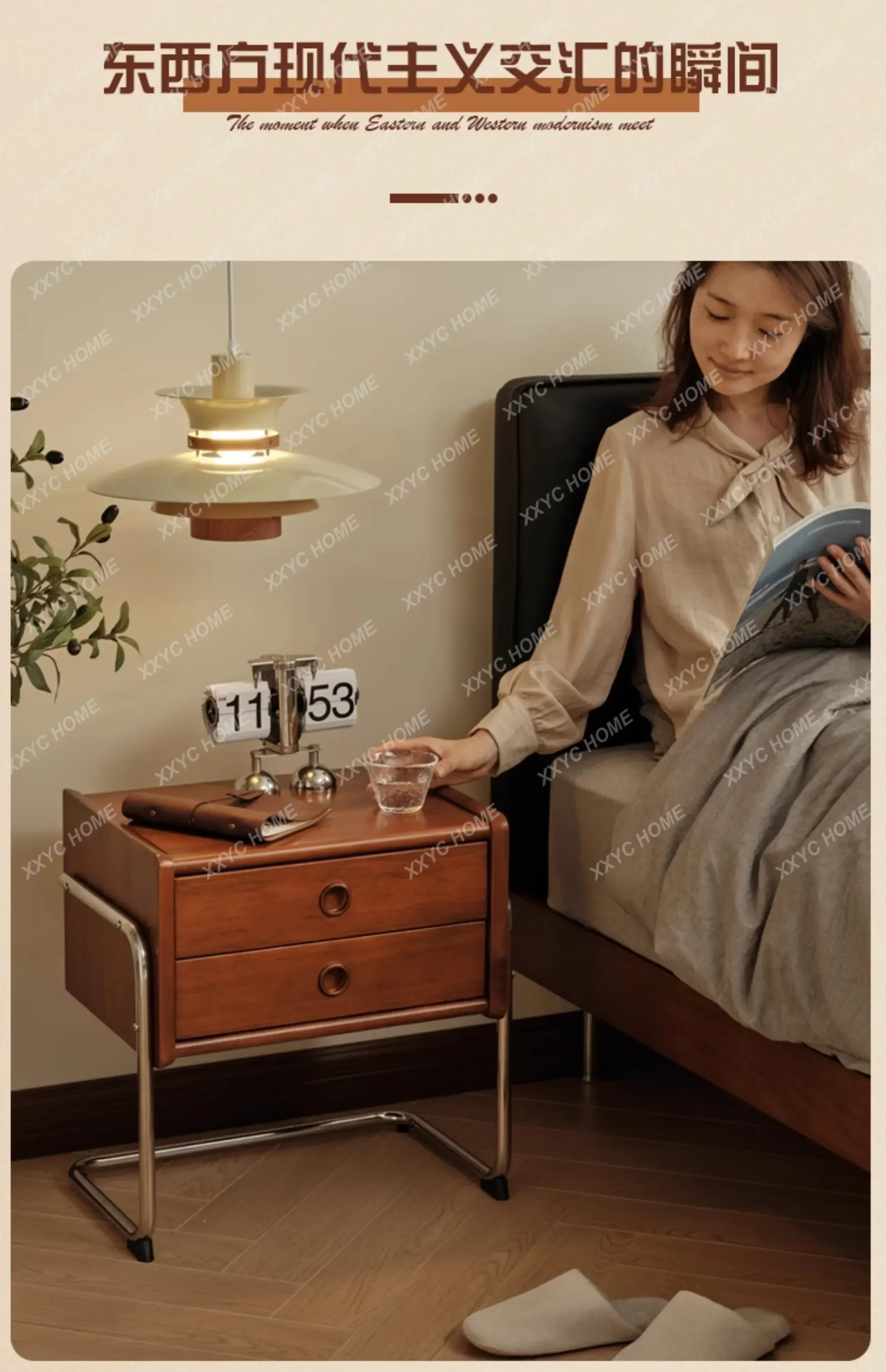 AAxzSolid Wood Bedside Table, All Solid Wood, Bedroom Household Small Storage, Master Bedroom Simple Storage Cabinet