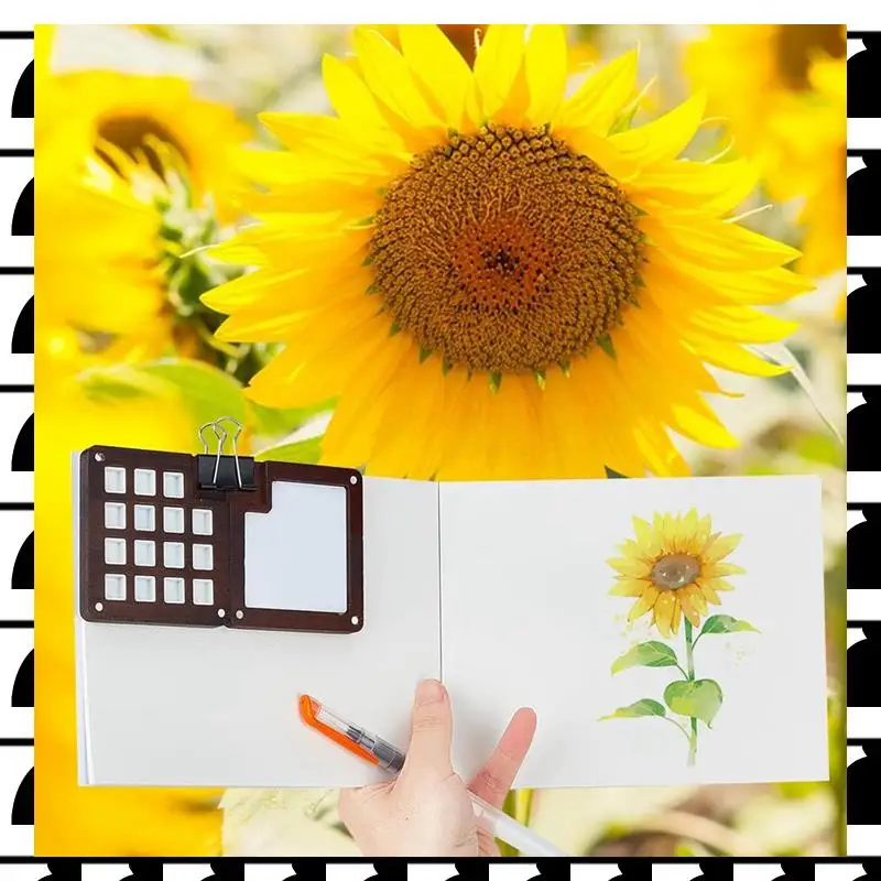 

A44U Mini Portable Watercolor Palette Set, 15 Grids Wooden Palette Box Watercolor Paper Pad Watercolor Sketch Book