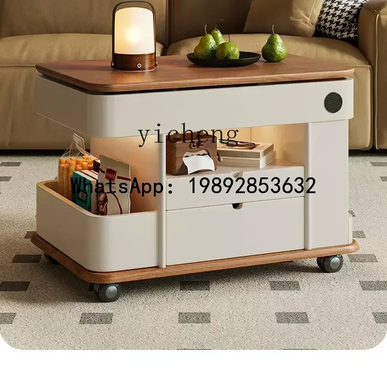 F1 طاولة القهوة المتنقلة غرفة المعيشة المنزلية شقة صغيرة الحديثة طاولة جانبية بسيطة عربة متعددة الوظائف #3