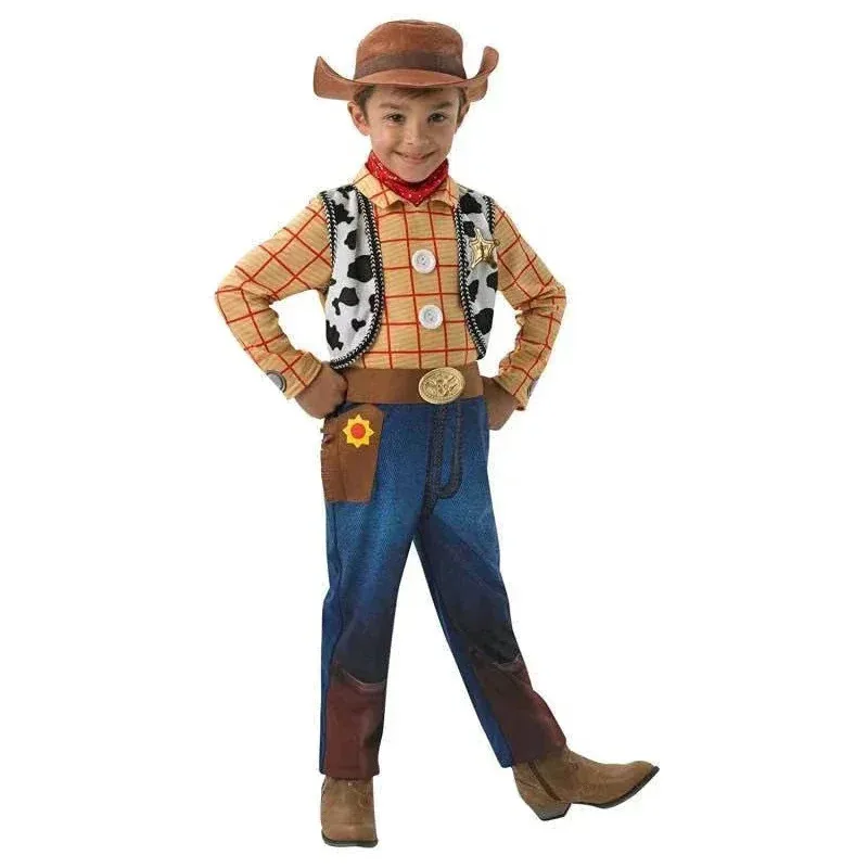زي الرسوم المتحركة ذو الشخصيات الكرتونية للأطفال، زي Buzz Lightyear، بذلة Woody Denim