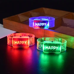 Light Up Wristband Happy Bracelet Led Night Light Party Decoration Supplies For Wedding Party New Year Christmas Xmas Decor Gift