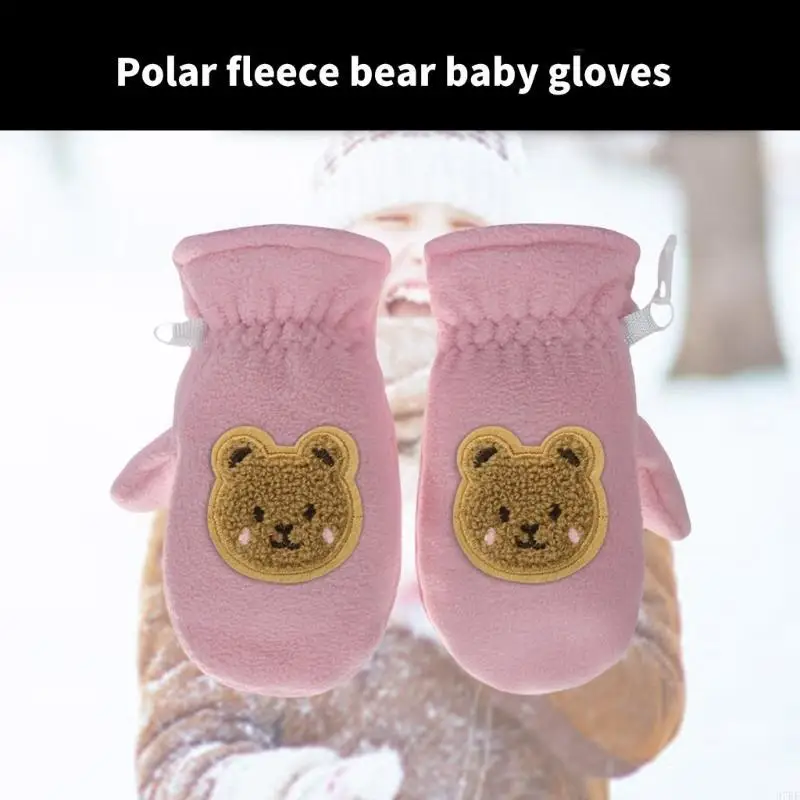 97BE, перчатки с мультяшным медведем, рукавицы с длинными пальцами, утолщенные термоперчатки, теплые снежные перчатки