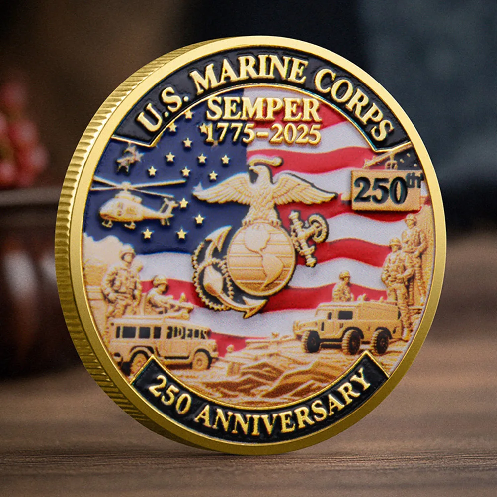 1Pc US Marine Corps Souvenir Coin Gold Plated 1775-2025 250Th Anniversary Collectible Coin Holiday Home Decor Gifts for Family - Image 4
