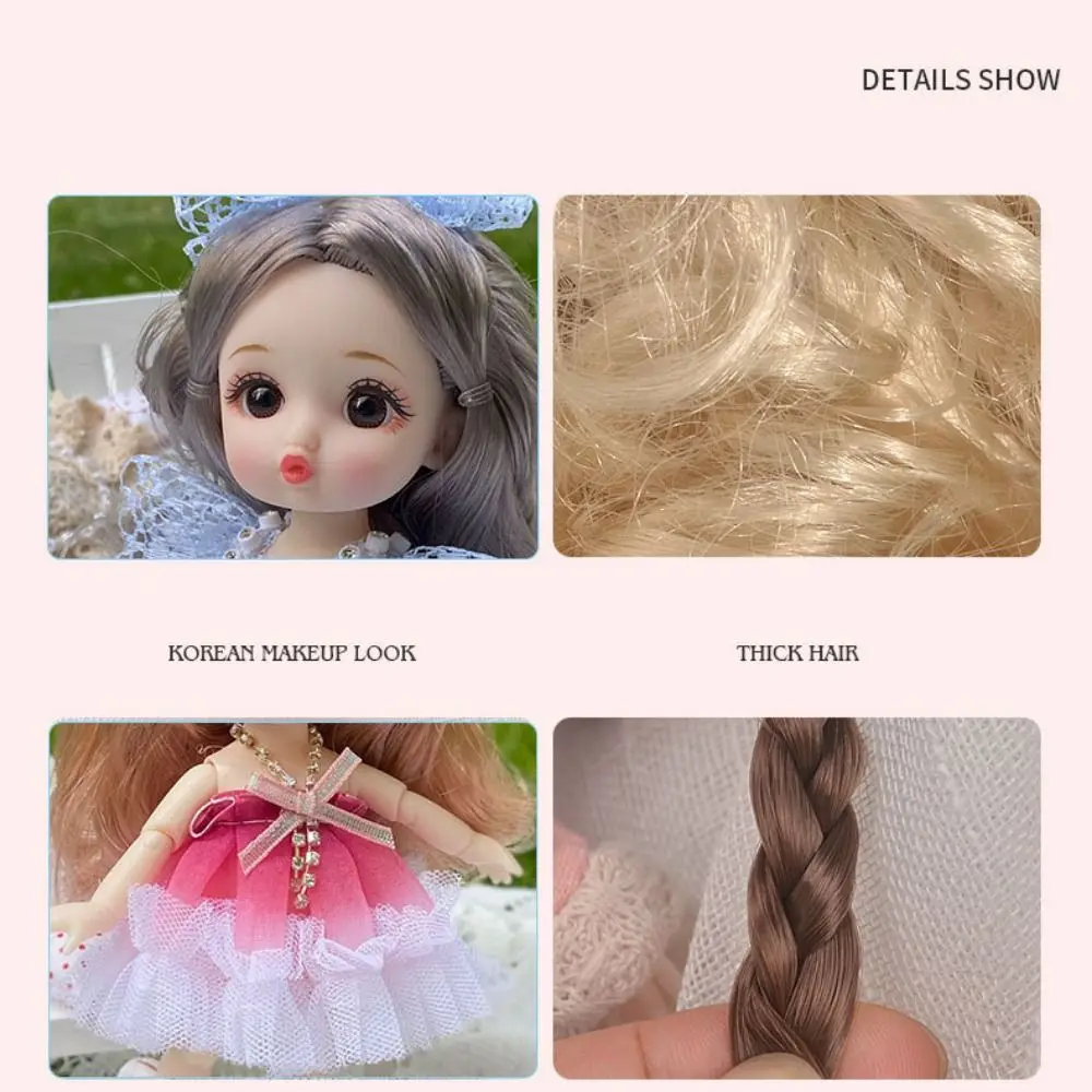 16 Cm Big Eyes Princess BJD Doll Korean Makeup Look 13 Joints 13 Movable Joints Mini Girl Toy Movabl Thick Hair 16cm Bjd Doll