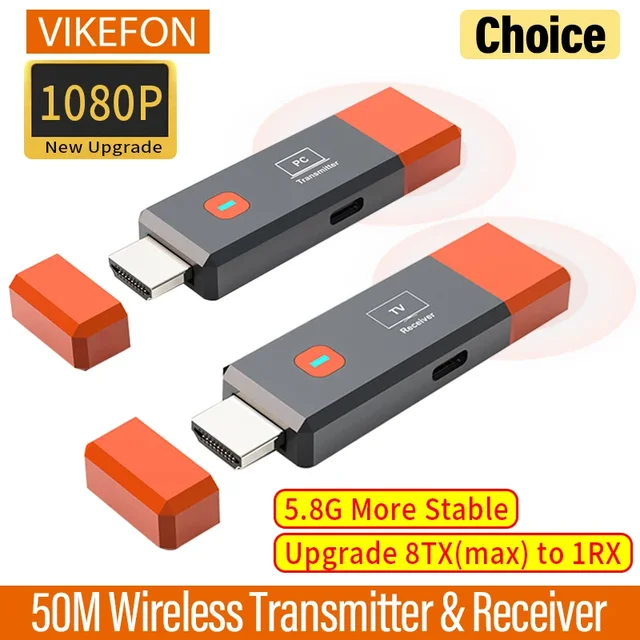Bezprzewodowy zestaw nadajnika i odbiornika HDMI do transmisji wideo, adapter dongle TV Stick do PC, kamery, laptopa do monitora TV