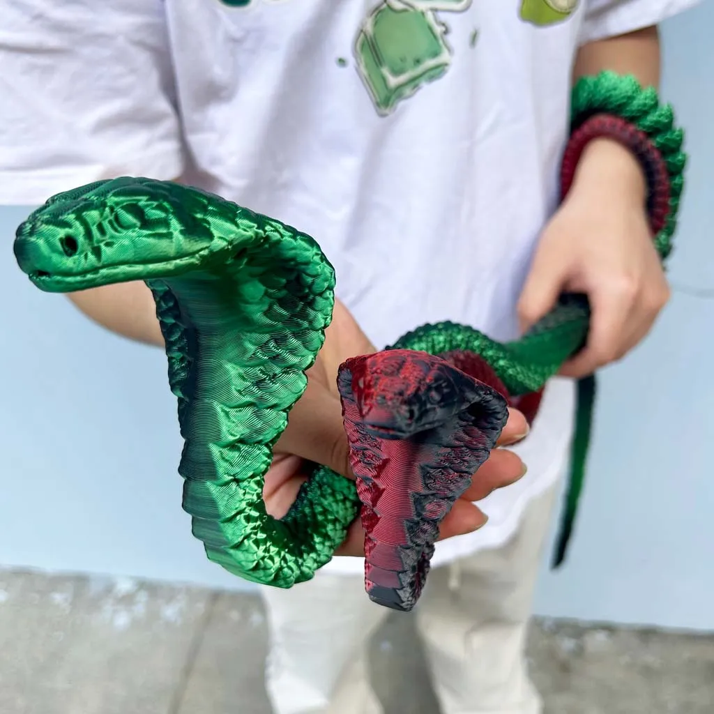 3D printed cobra statue, Flexible 3D Printed Animal, Colorful Figurine statue, Gifts, 130cm/51.18in, 90cm/35.43in
