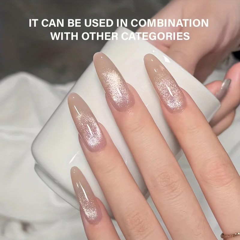 10ml Biały Super Błyszczący Lakier Hybrydowy do Paznokci Efekt Kociego Oka w Pisaku / Nowość 2025 Super Błyszczący Miękki Wysoki Pigmentacja Salonowa Jakość Gładki Długotrwały