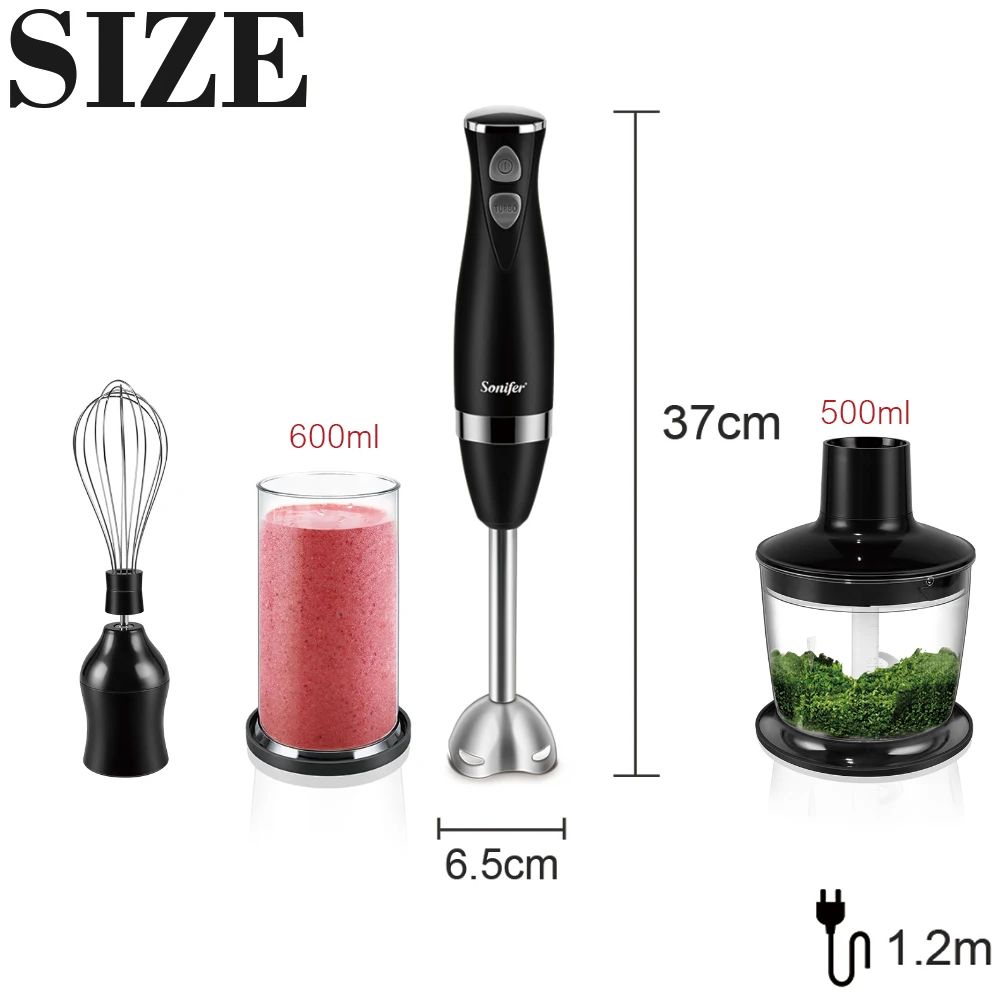 Stainless Steel Hand Blender 3 In 1 Immersion Electric Food Mixer With Bowl Kitchen Vegetable Meat Grinder Chopper Whisk Sonifer