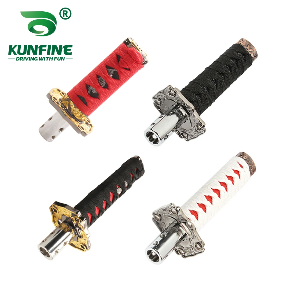 Pomo de palanca de cambios universal de 10 cm y 15 cm estilo espada samurái, serie Warrior, pomo de palanca de cambios manual con adaptador para piezas de tuning de automóviles