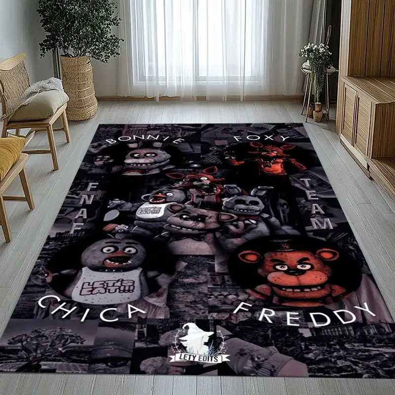 Horror Game F-FNAF Fazbear Soft Non-Slip Large Area Rug for Living Room,Bedroom Playroom Carpet Mat for Sofa,Home Decor Gift