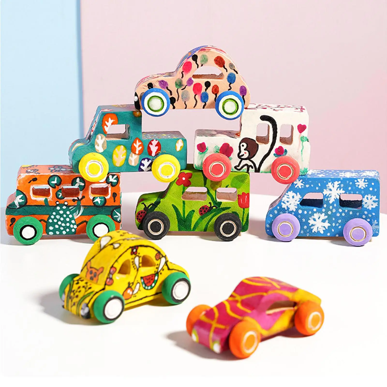 Mini voiture en bois pour enfants, coordination œil-main, peinture à faire soi-même, cadeau d'anniversaire, 8x