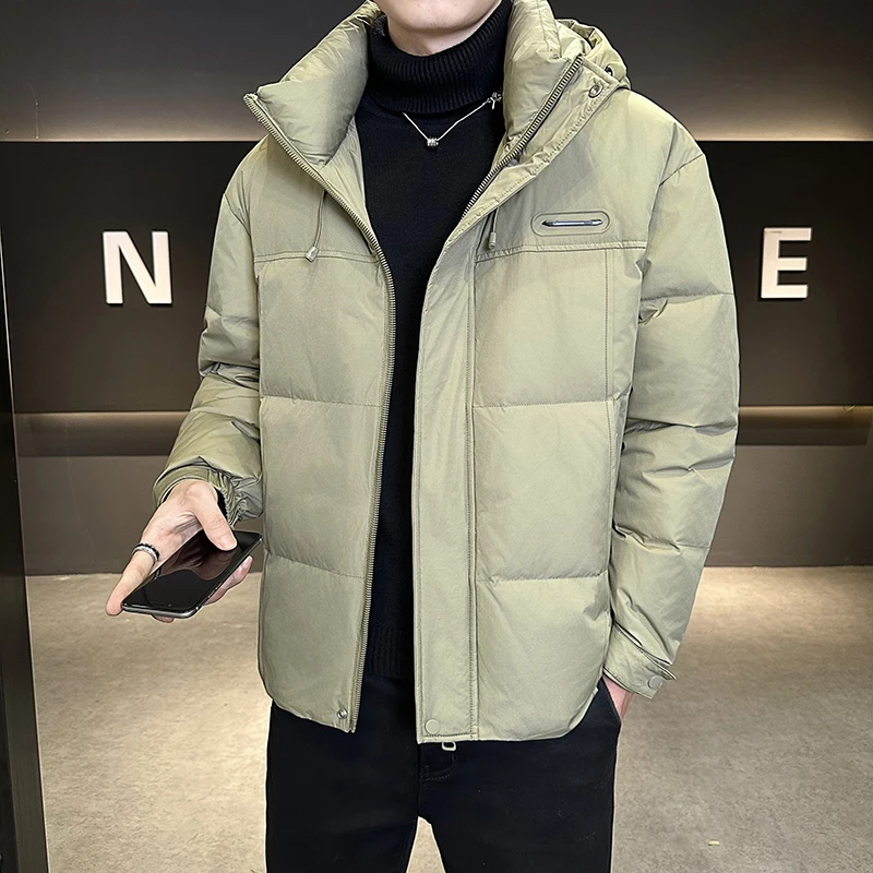 

Men's Cold-proof High-end Thickened Cotton-padded Jacket Men's Hooded Down Jacket New Winter Style White Duck Down Warm Coat Men