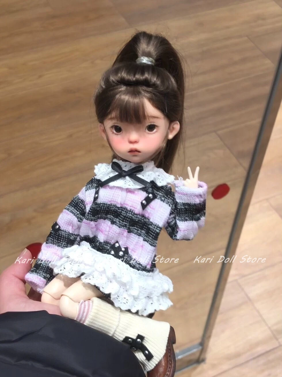 2026 Kari Doll Clothes and skirts Handmade pointed hat striped top stockings baby set for Landazz Landoudou Doll