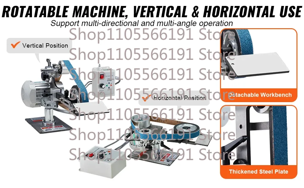 30*1 Inch Belt Polisher with VFD Speed Control 550W Metalworking Sanding Machine low vibration during long-hour metalworking