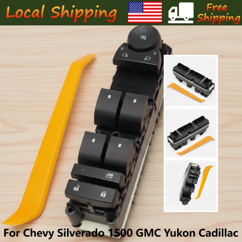 

4Door Glass Steering Regulator Button Front Left Driver Window Control Power Switch For Chevy Silverado 1500 GMC Yukon Cadillac