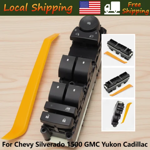 4Door Glass Steering Regulator Button Front Left Driver Window Control Power Switch For Chevy Silverado 1500 GMC Yukon Cadillac