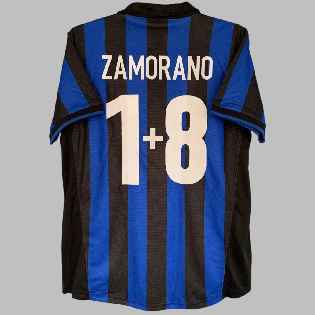 Milan Ivan Zamorano Classic 1＋8# Retro Football Jersey, Sports Breathable Quick Drying Fashion Football Unisex Jersey Tshirt