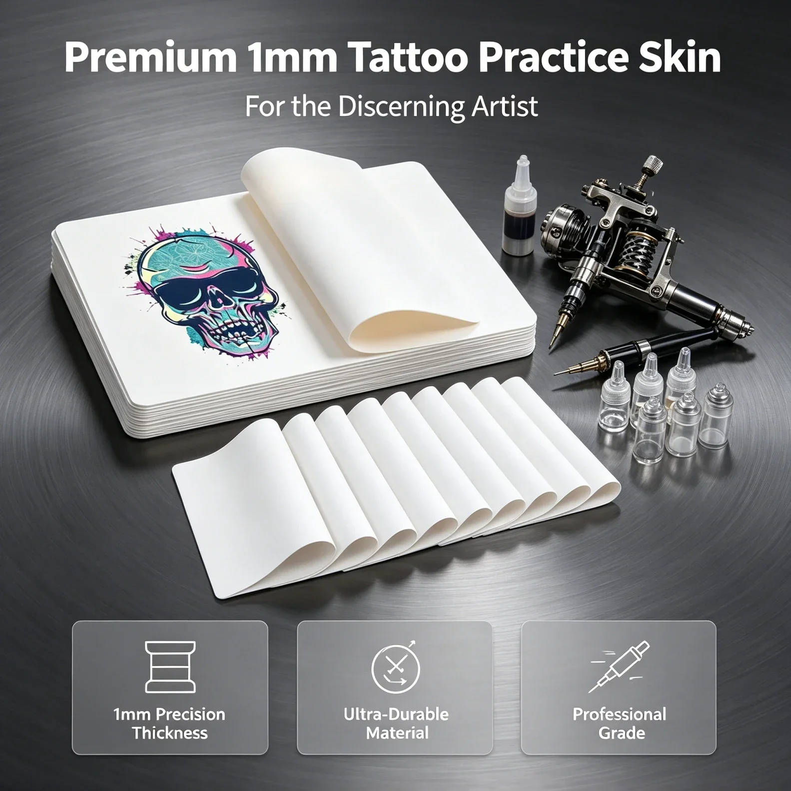 15/10/5/3/1PCS Tattoo Practice Skin White 3MM Blank Double Sides Silicone Microblading Eyebrow Permanent Makeup Practice Skin